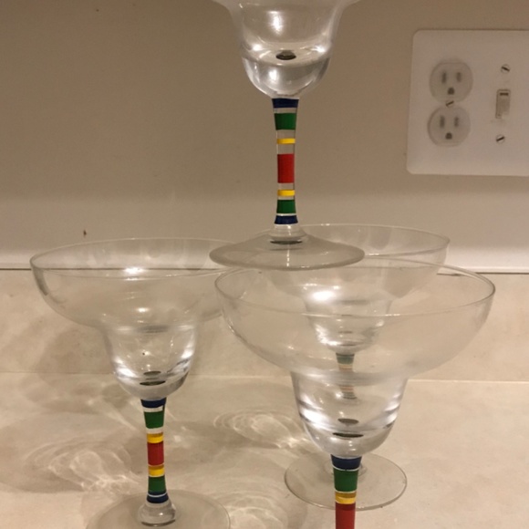 Pier 1 Cobalt Blue Swirl and Confetti Stripe Margarita Glasses (8) - Picture 5 of 6